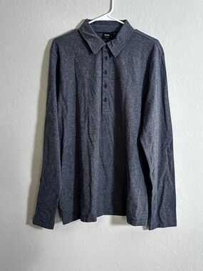 BOSS Men's Long-Sleeve Polo in Charcoal Gray